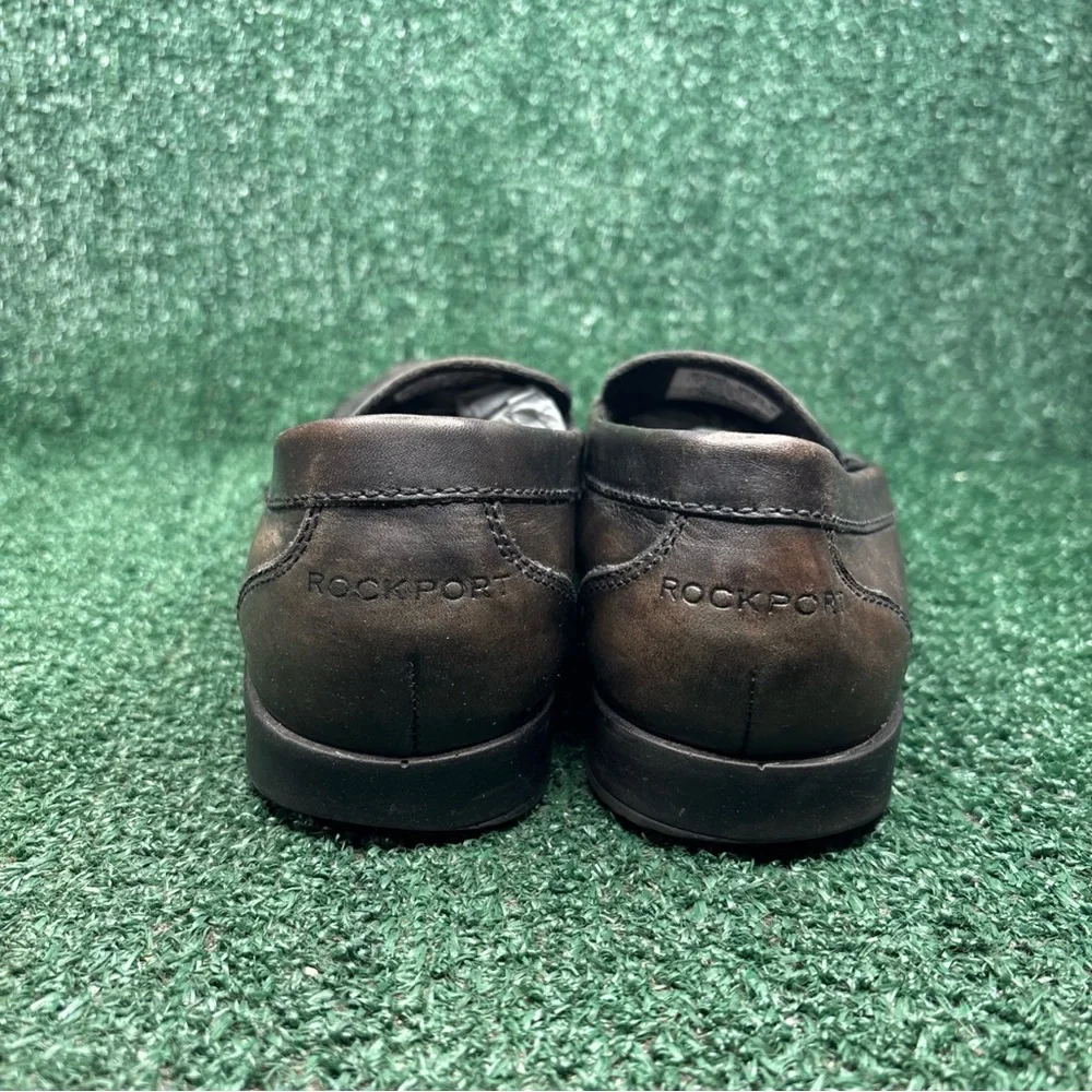 Rockport Shoes Mens 9 M Penny Loafers Brown Leather Casual Moc Toe M76443‎